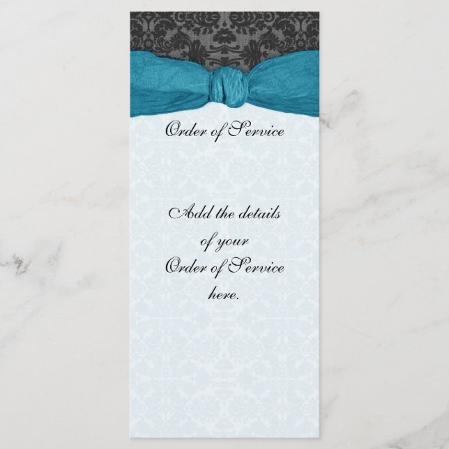Programa Damask Ribbon Wrapted Order of Service - Teal (Frente)