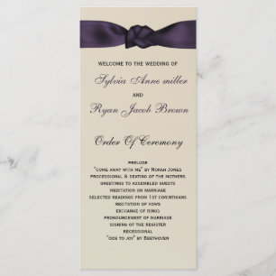 Programa de ametista de arco FAUX e menu Casamento