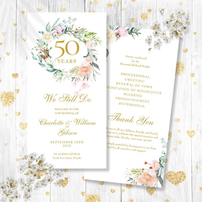 Programa de Aniversário de Renovação de Votos Flor (Floral We Still Do Vow Renewal Anniversary Program)