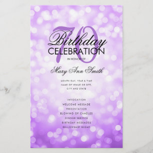 Programa de Aniversário do 70 Luz Roxo com Menu