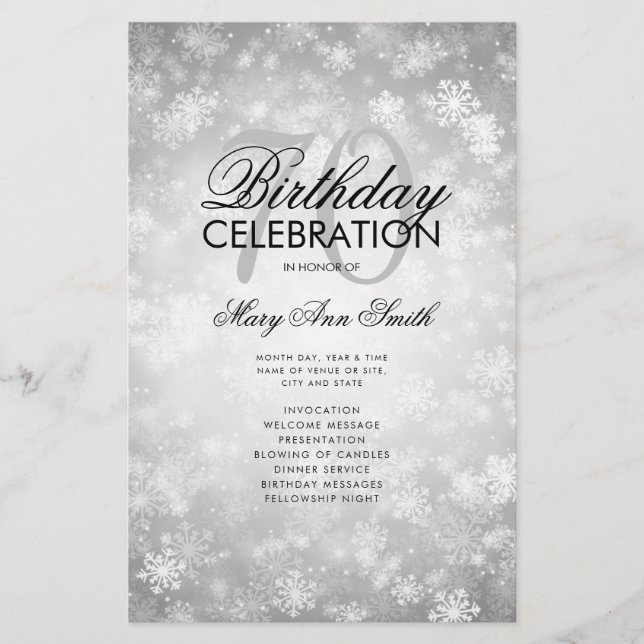 Programa de Aniversário do Inverno 70 Menu Silver  (Frente)