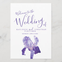 Programa de arte de flor de íris roxo de casamento