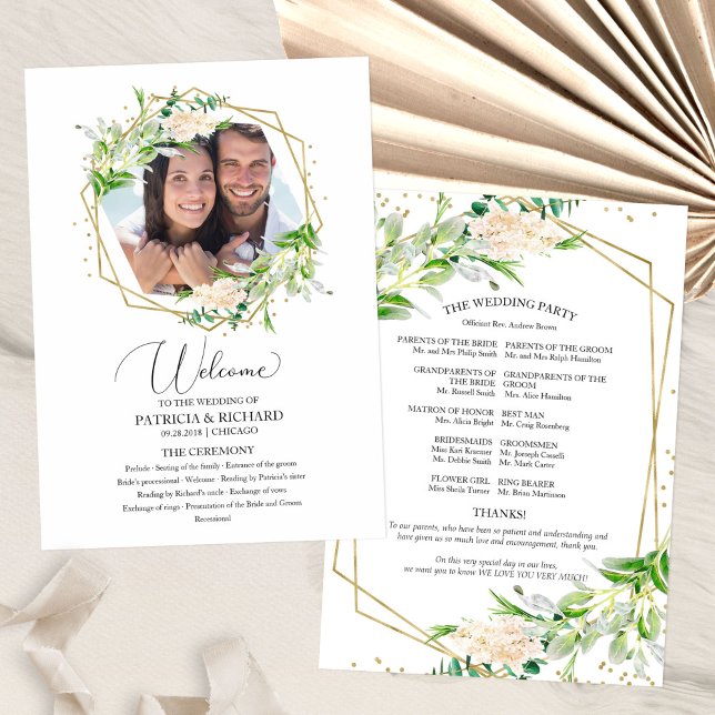 Programa de Boas-vindas da Cerimônia de Casamento  (Criador carregado)