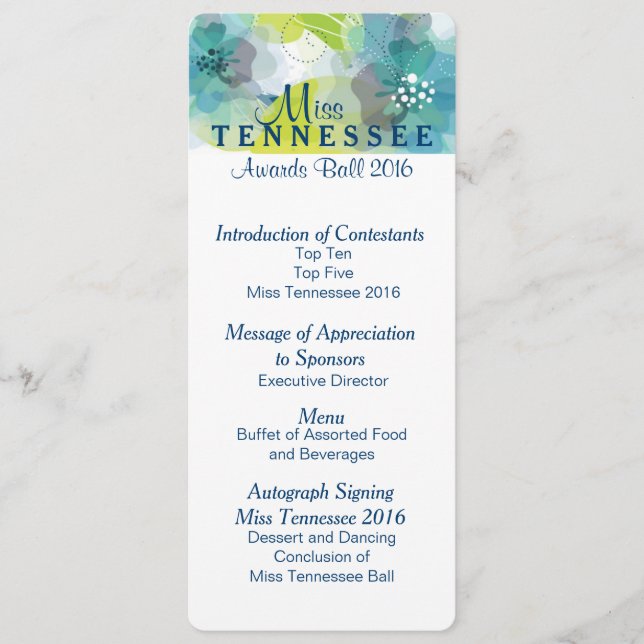 Programa de Bola de Prêmios Florais Personalizados (Frente)