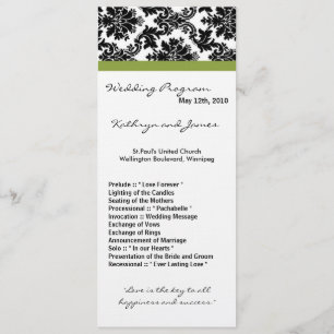 Programa de Casamento 4x9 - Damasco Negro e Verde