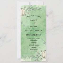 Programa de Casamento Abóbora de Outono Verde Rúst