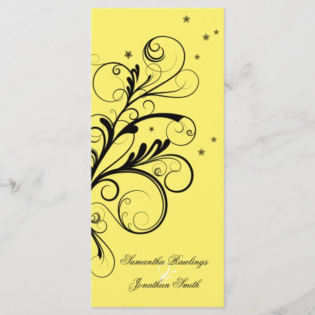 Programa de Casamento Amarelo Branco Floral Elegan (Frente)