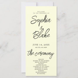 Programa de Casamento Amarelo Claro Minimalista Mo