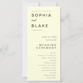 Programa de Casamento Amarelo Claro Minimalista Si