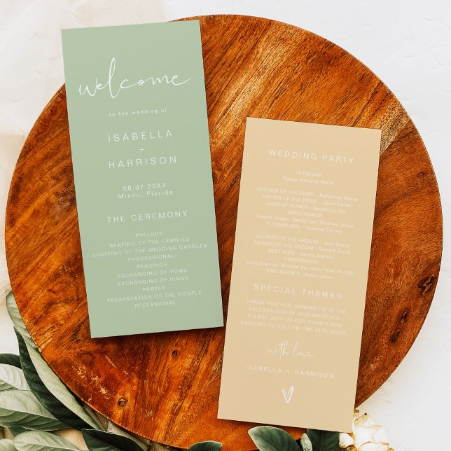 Programa de Casamento Amarelo Verde LEAH Pastel (Criador carregado)