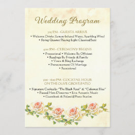 Programa de Casamento Antiquado Rosa 5 x 7 Flat