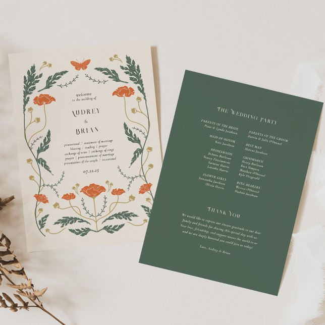 Programa de Casamento Art Nouveau Vintage (Criador carregado)