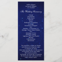 Programa de casamento azul. Cerimônia de inverno à