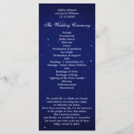 Programa de casamento azul. Cerimônia de inverno à