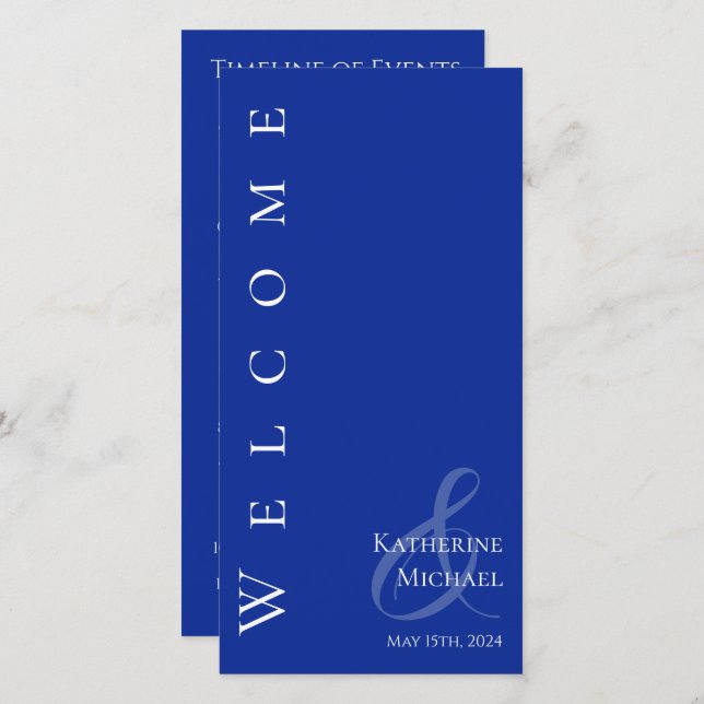 Programa de Casamento Azul e Branco Moderno- (Frente/Verso)