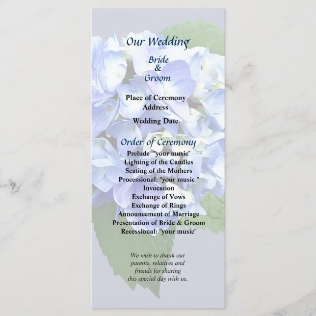 Programa de Casamento Azul e Roxo (Frente)