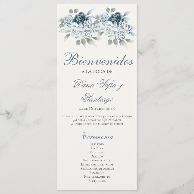 Programa de Casamento Azul em español (Frente)