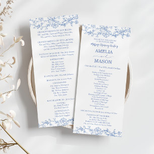 Programa de Casamento Azul Empoeirado Francês Eleg