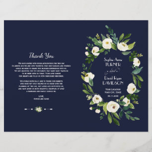 Programa de Casamento Azul Escuro-Azul Branco-Cor-