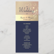 Programa de Casamento Azul Marinho e Dourado Rosa