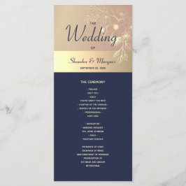 Programa de Casamento Azul Marinho e Dourado Rosa