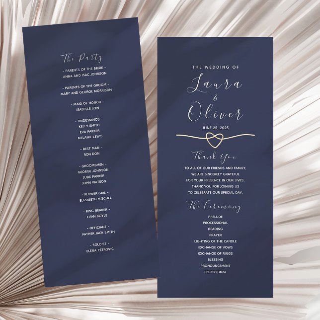 Programa de Casamento Azul Marinho Elegante (Criador carregado)
