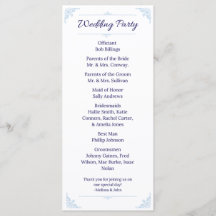 Programa de Casamento Azul Moderno no Estilo Franc