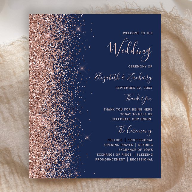 Programa de Casamento Azul Naval com Brilho em Ros (Criador carregado)