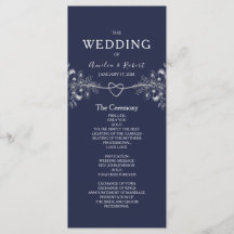 Programa de Casamento Azul Naval Elegante