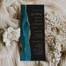 Programa de Casamento Azul Teal Dourado Ágata Escu