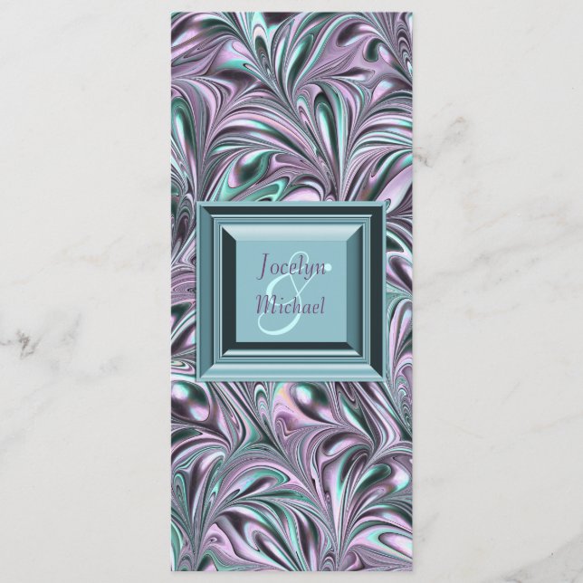 Programa de Casamento Azul Teal Lavanda (Frente)