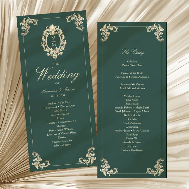 Programa de Casamento Barroco Verde Esmeralda (Criador carregado)