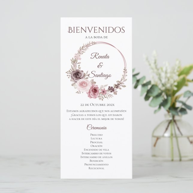 Programa de Casamento Boho Espanhol (Em pé/Frente)