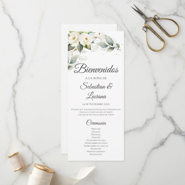 Programa de Casamento Boho Espanhol (Frente/Verso In Situ)