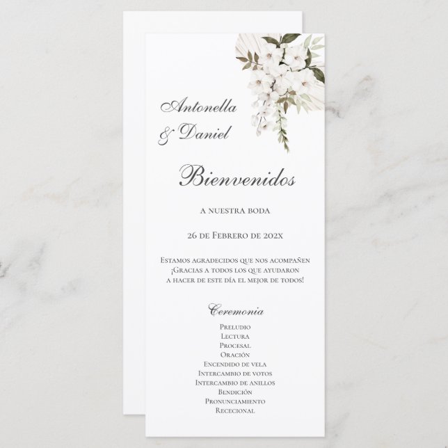 Programa de Casamento Boho Espanhol (Frente/Verso)