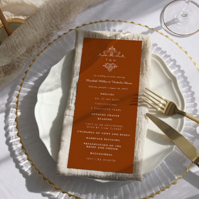 Programa de Casamento Boho Ornamentado | Monograma (Criador carregado)
