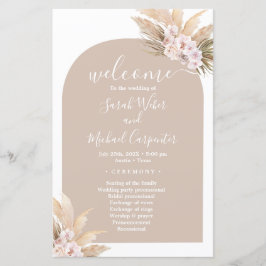 Programa de casamento Boho Pampas Grass Arch