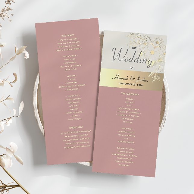 Programa de Casamento Boho Rosa Poeirento (Criador carregado)