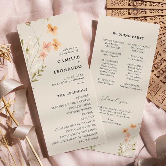Programa de Casamento Boho Wildflower (Criador carregado)