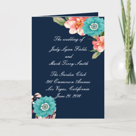 Programa De Casamento Botânico Azul E Rosa