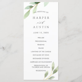 Programa de Casamento Botânico de Folhagem Verde