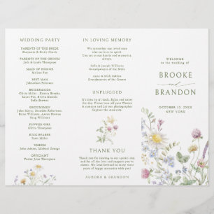Programa de Casamento Botânico de Pastel Selvagem