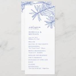 Programa de Casamento Botânico Elegante Azul