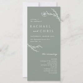 Programa de Casamento Botânico Floral Moderno Sage
