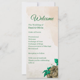 Programa de Casamento Botânico Verde Elegante