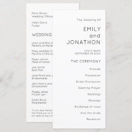 Programa de Casamento Branco Negro para Tipografia
