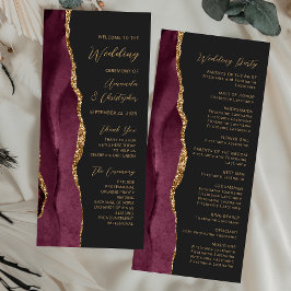 Programa de Casamento Burgundy Gold Agate Script D