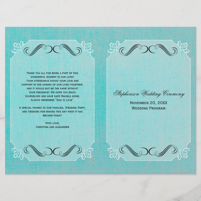 Programa de Casamento Calliografia Elegance Vintag (Frente)