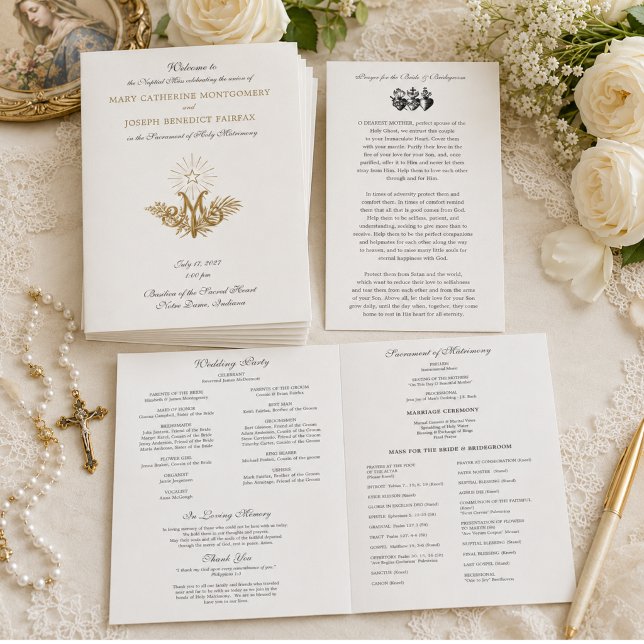 Programa de Casamento Católico com Monograma Maria (Criador carregado)