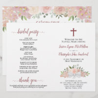 Programa de casamento católico DIY floral rosa dob
